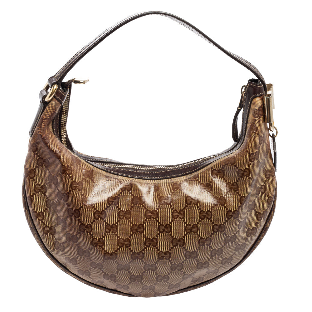 Gucci Brown GG Crystal Coated Canvas Duchessa Hobo Bag
