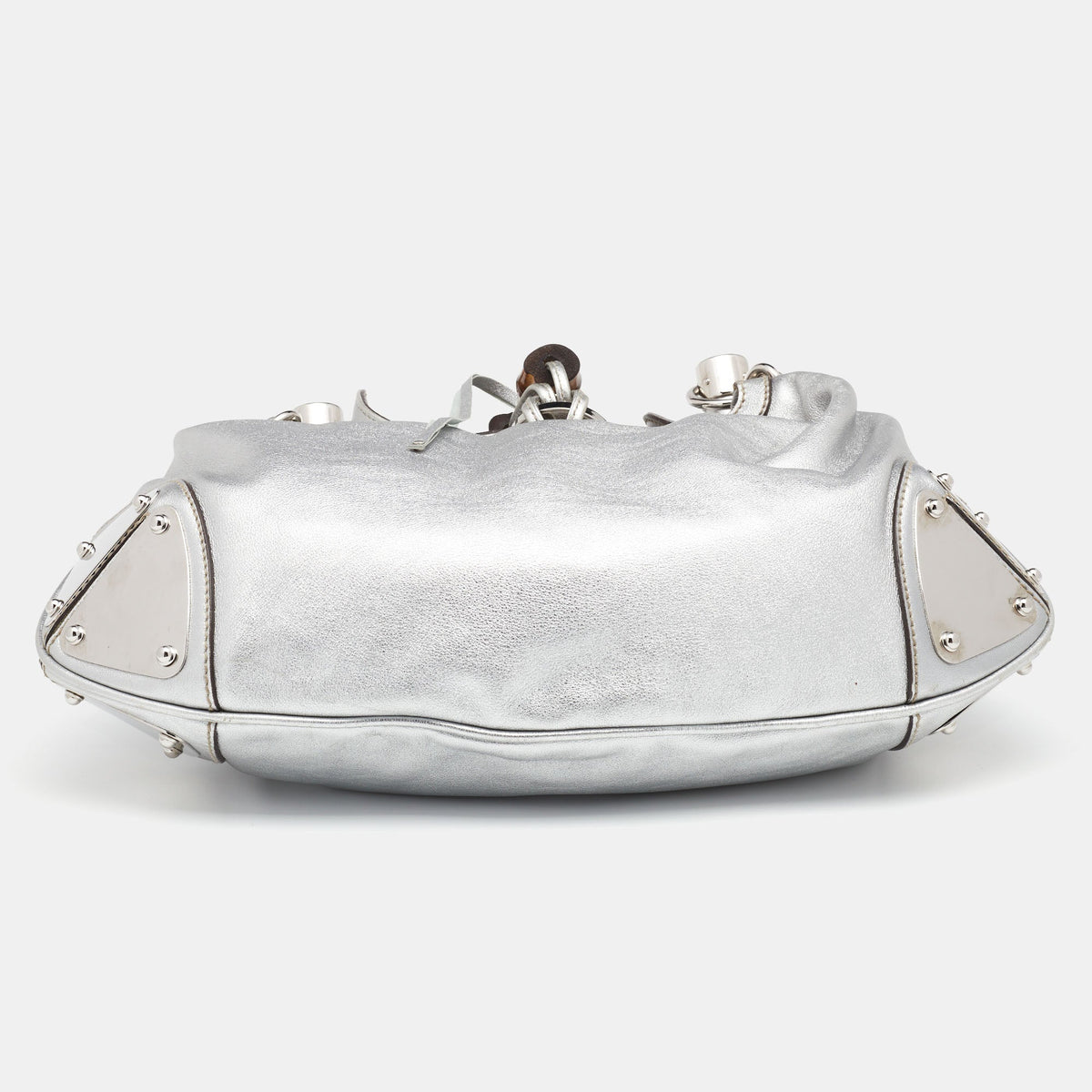 Gucci Metallic Silver Leather Medium Babouska Indy Hobo