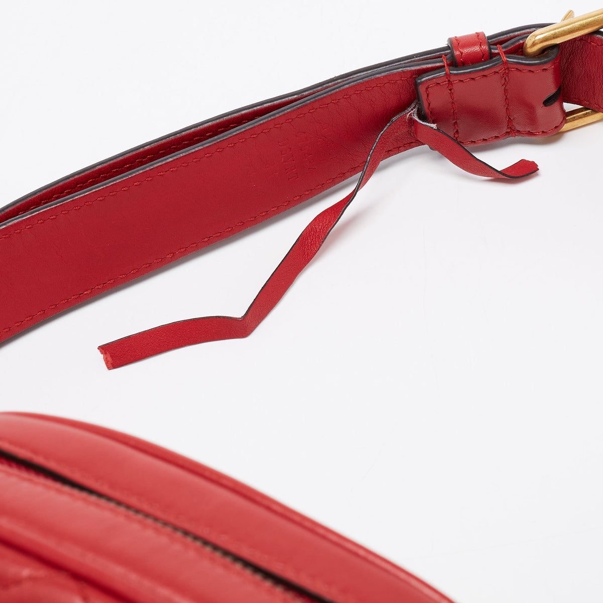 Gucci Red Matelasse Leather GG Marmont Belt Bag
