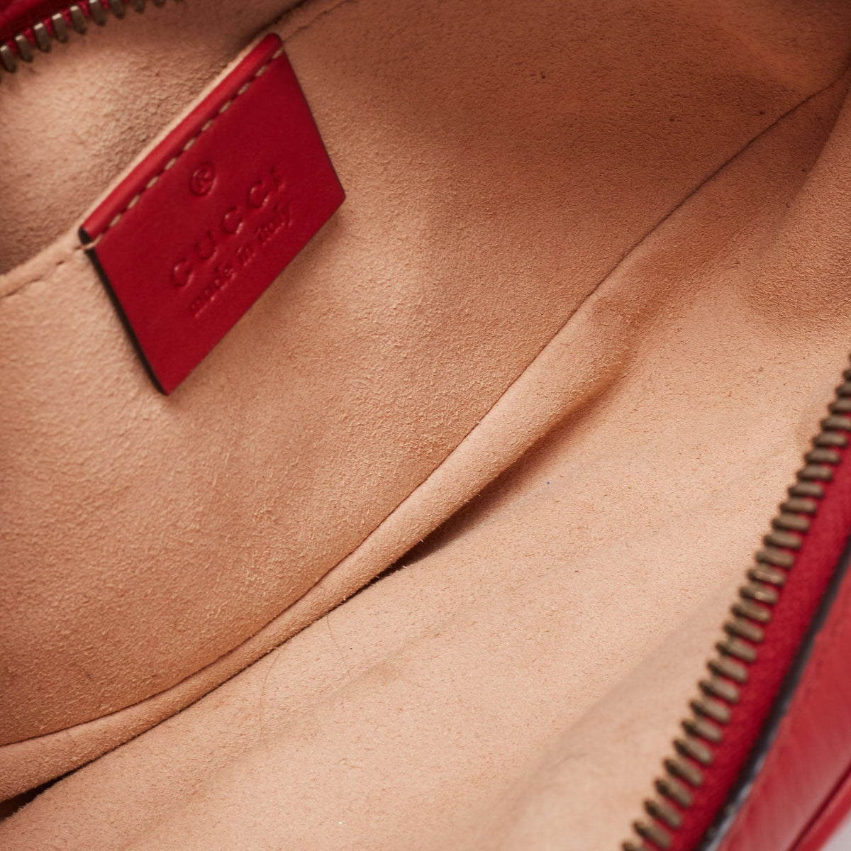 Gucci Red Matelasse Leather GG Marmont Belt Bag