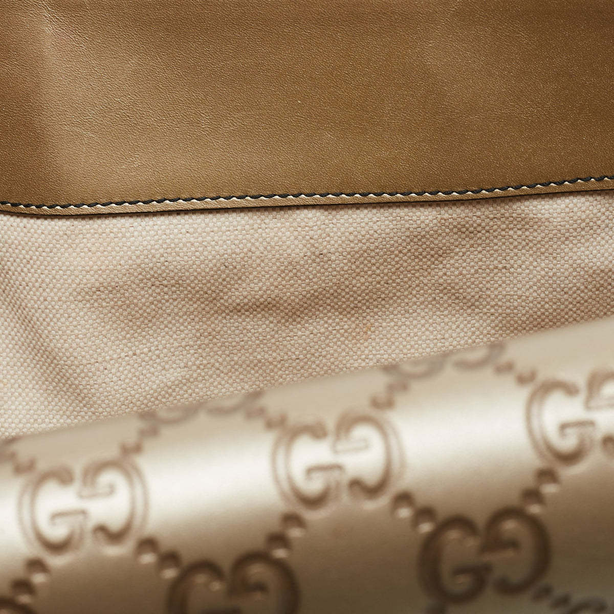 Gucci Metallic Beige Guccissima Leather Large Emily Chain Shoulder Bag