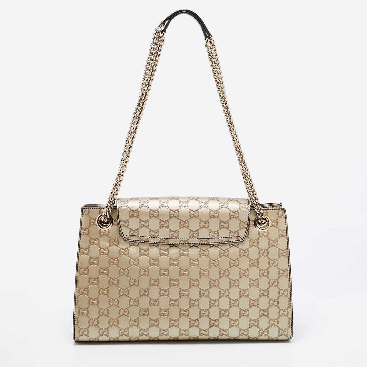 Gucci Metallic Beige Guccissima Leather Large Emily Chain Shoulder Bag