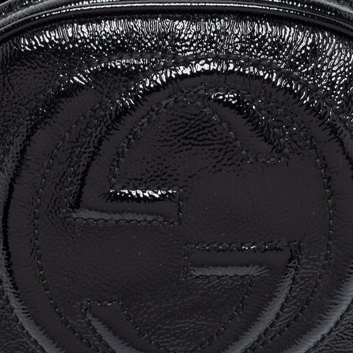 Gucci Black Patent Leather Mini Soho Chain Shoulder Bag