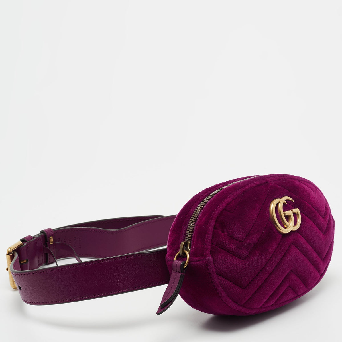Gucci Purple Matelasse Velvet GG Marmont Belt Bag