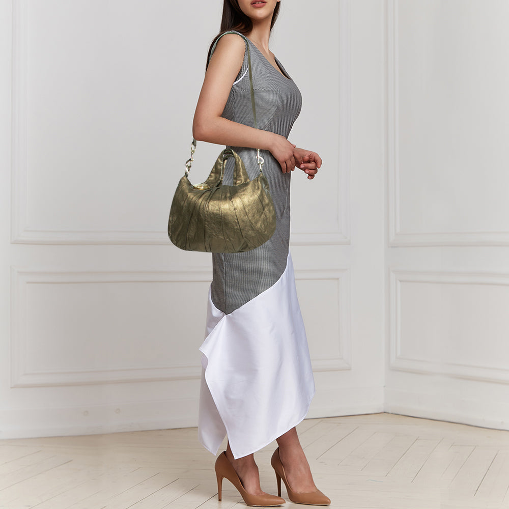 Gucci Olive Green Leather Small Hysteria Hobo