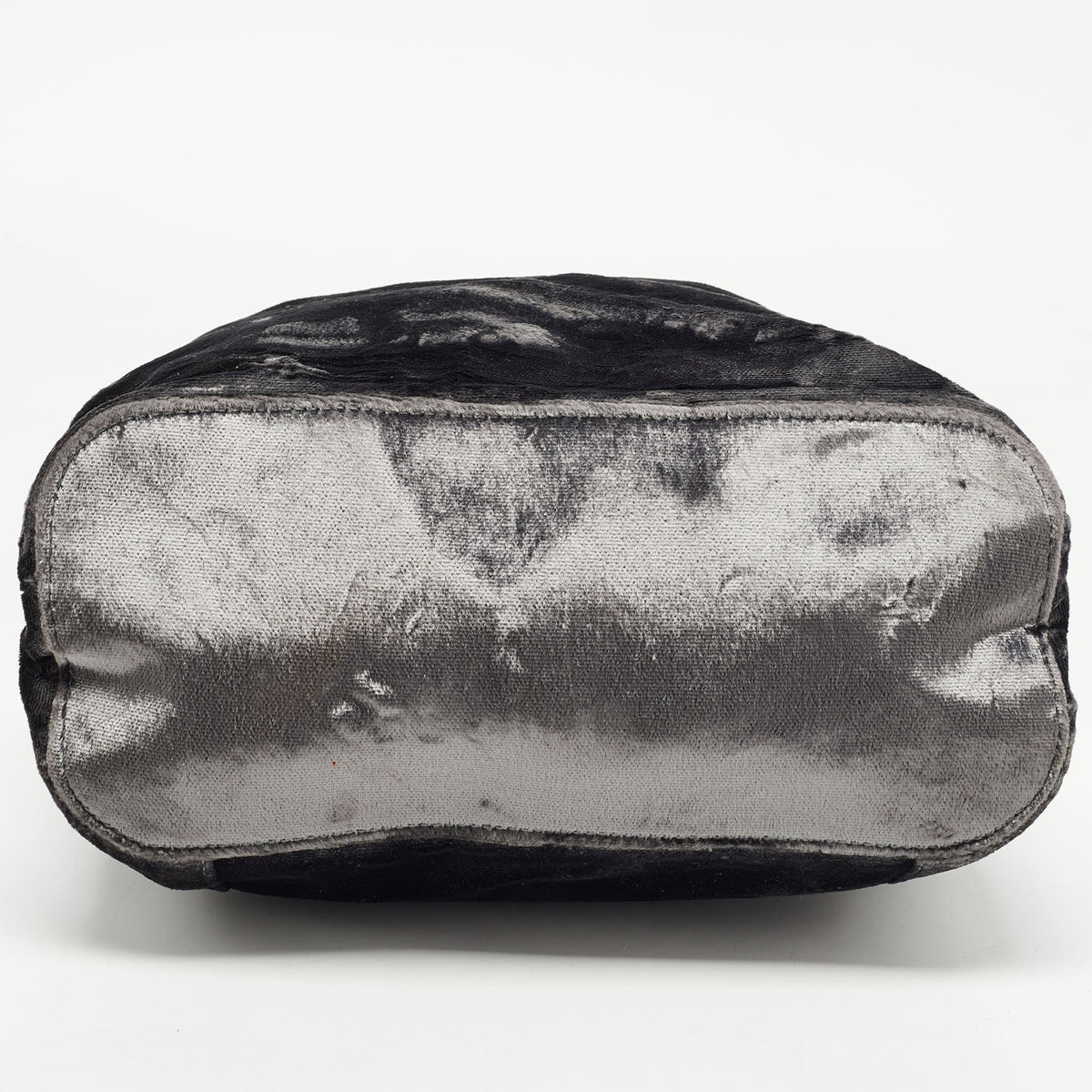 GUCCI Grey Velvet Ring Loop Handle Bucket Bag
