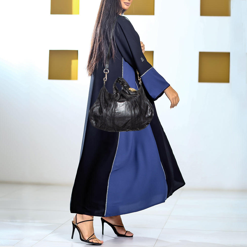 GUCCI Black Leather Large Hysteria Hobo