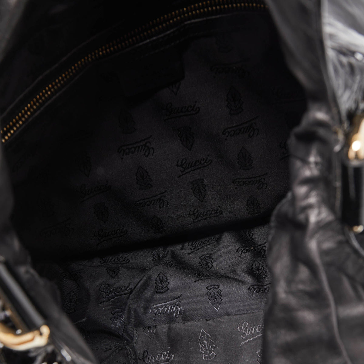 GUCCI Black Patent Leather Large Hysteria Hobo