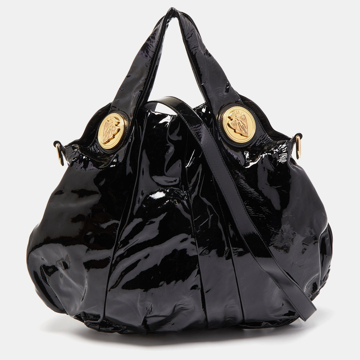 GUCCI Black Patent Leather Large Hysteria Hobo
