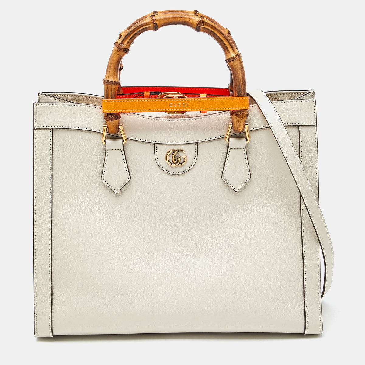 GUCCI Off White Leather Medium Diana Tote