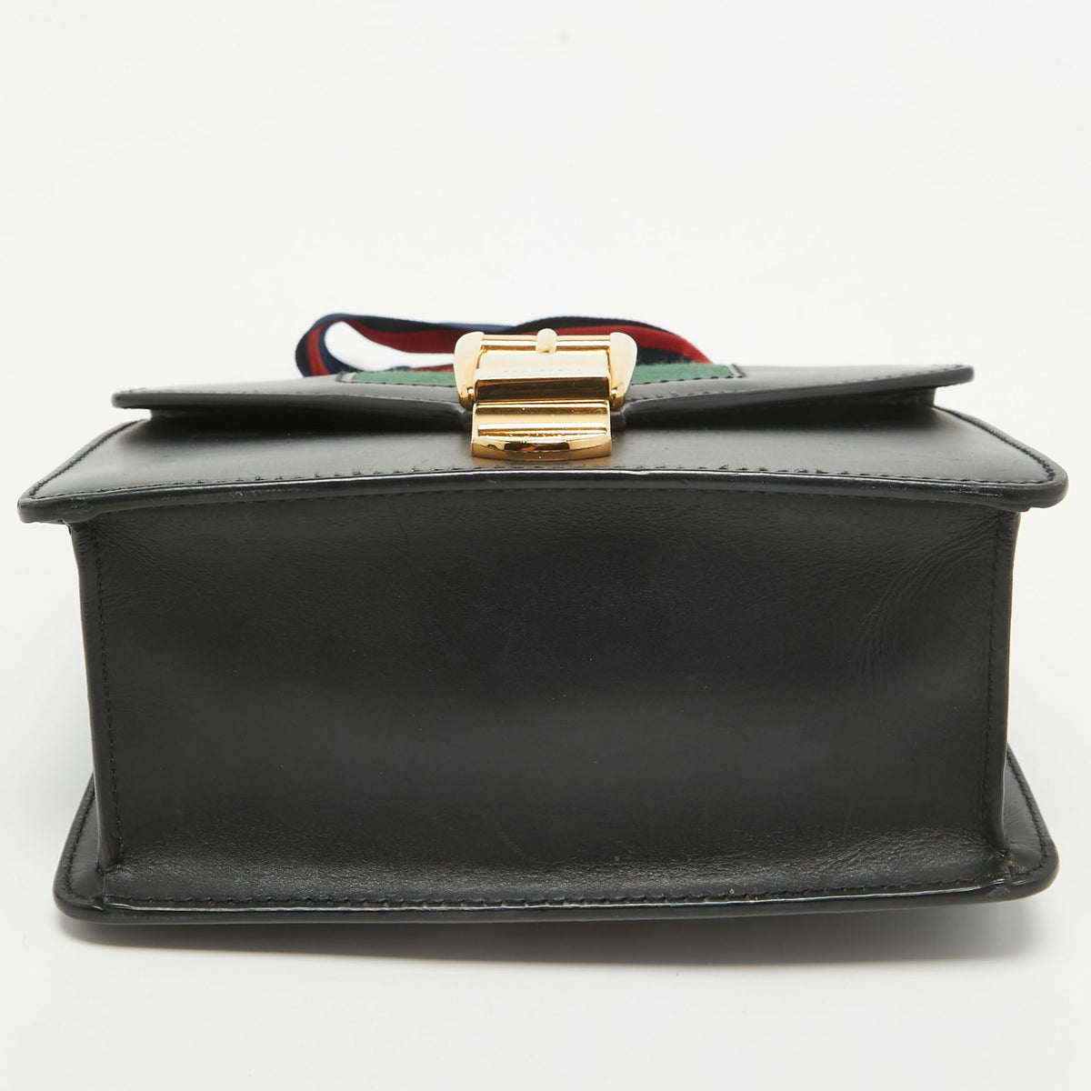 GUCCI Black Leather Mini Web Chain Sylvie Crossbody Bag