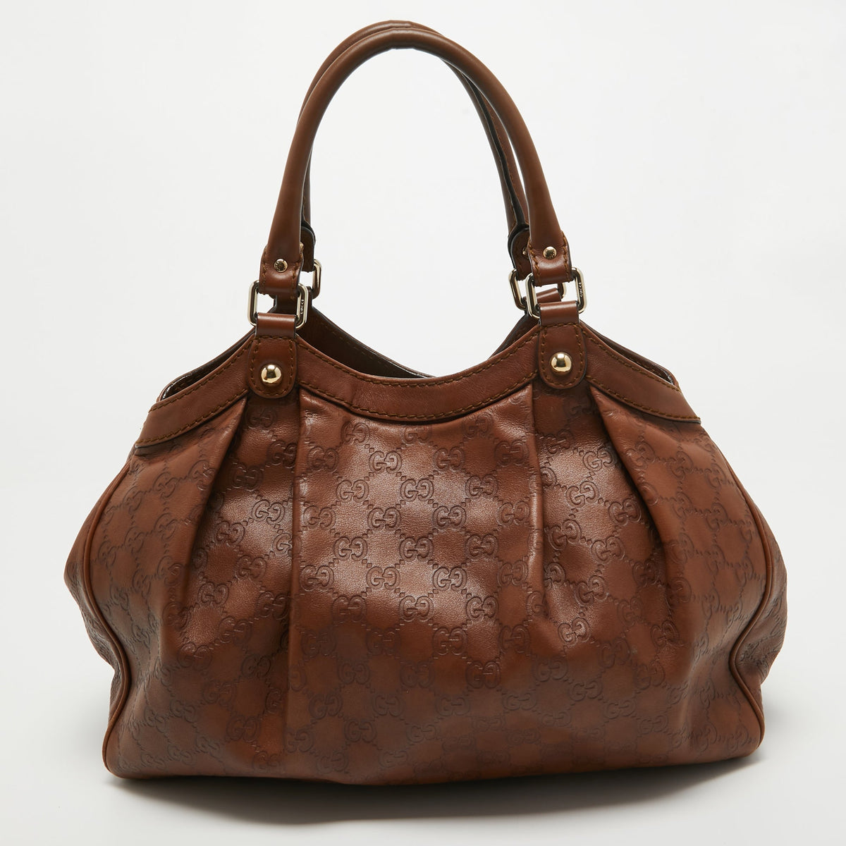 GUCCI Brown ssima Leather Medium Sukey Tote