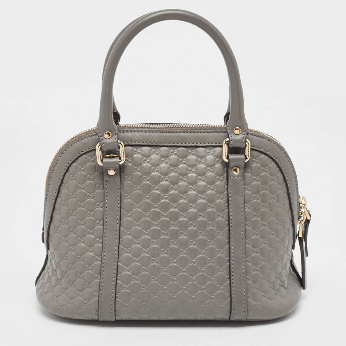 GUCCI Grey Microssima Leather Mini Dome Bag