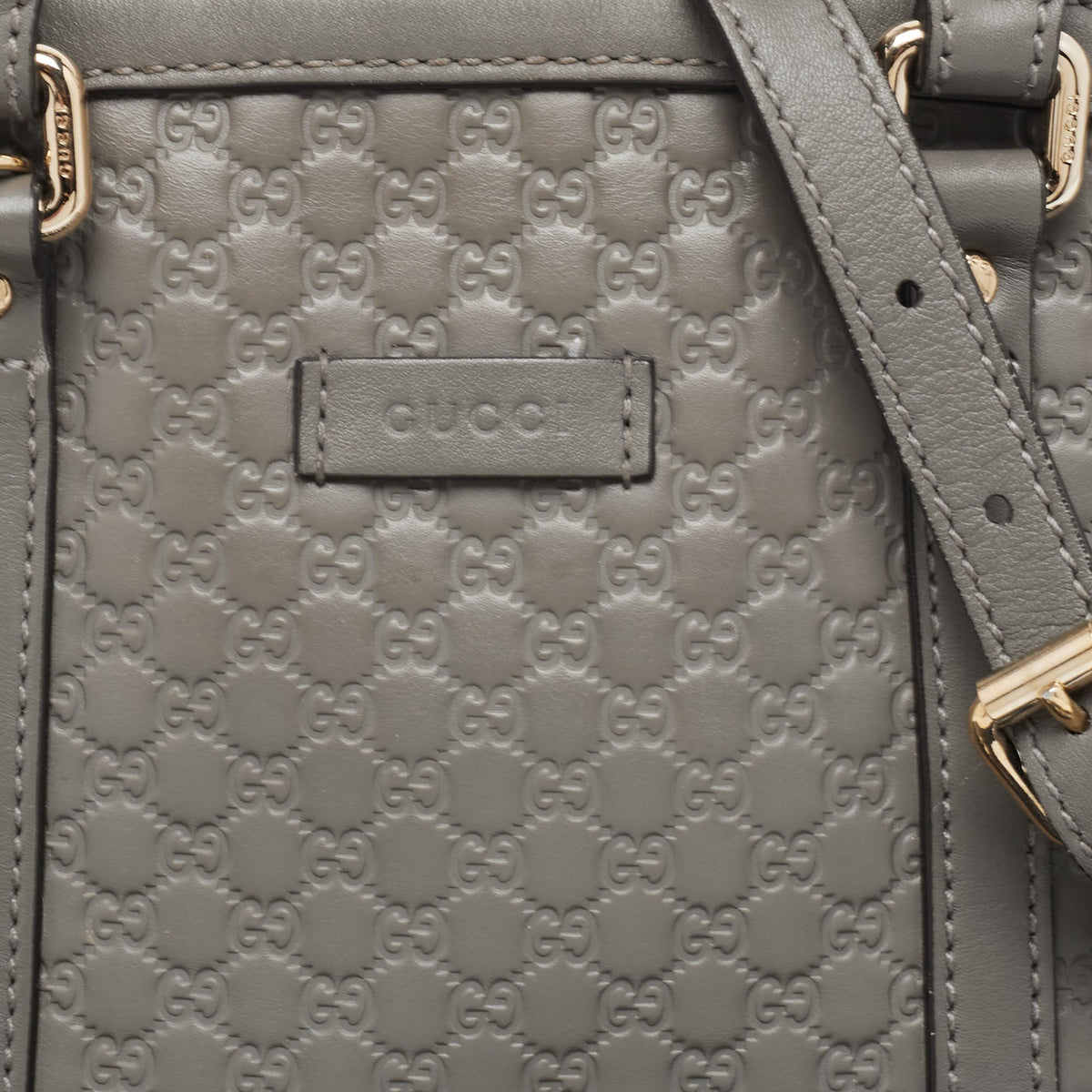 GUCCI Grey Microssima Leather Mini Dome Bag