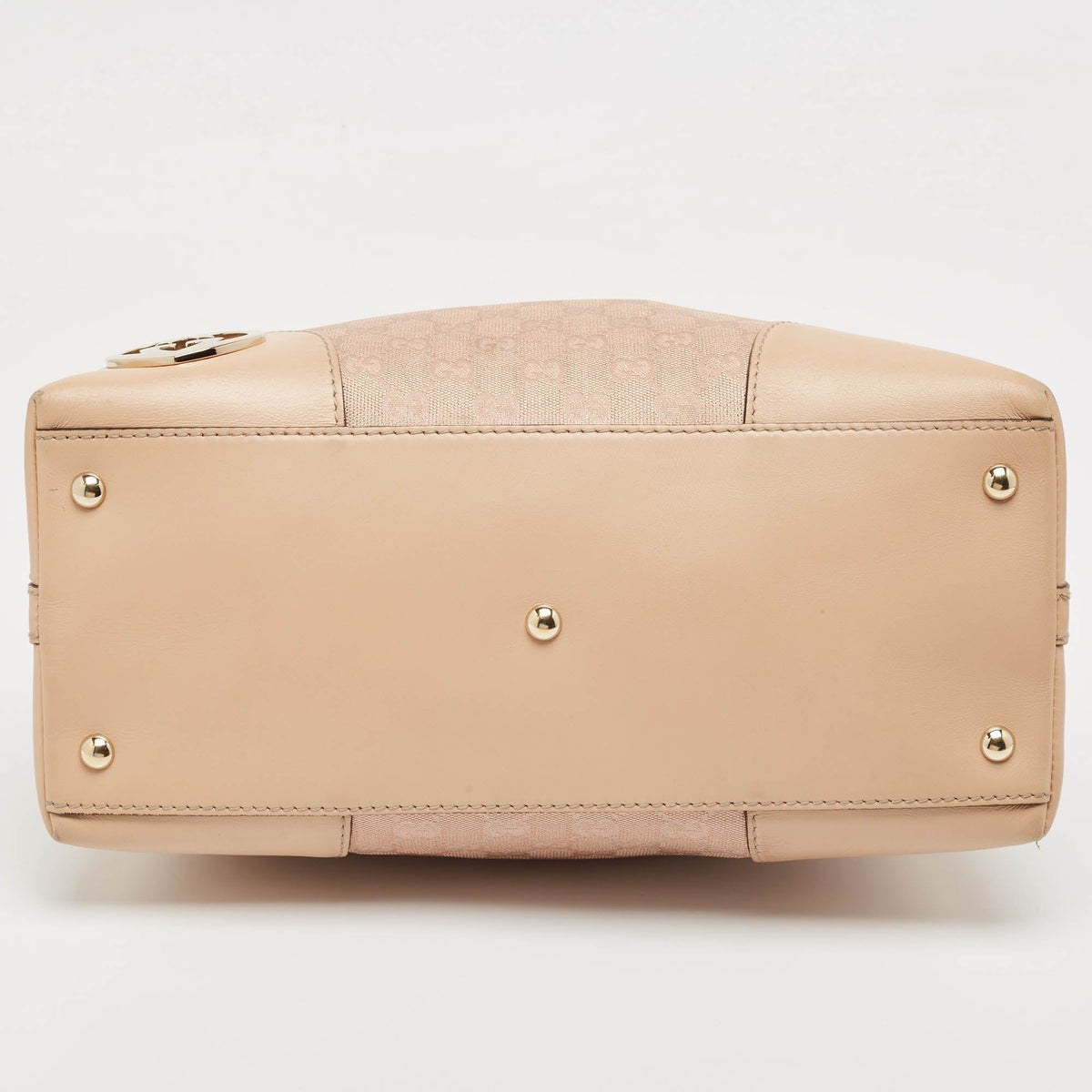 GUCCI Beige/Metallic Pink GG Canvas and Leather Medium Lovely Hobo