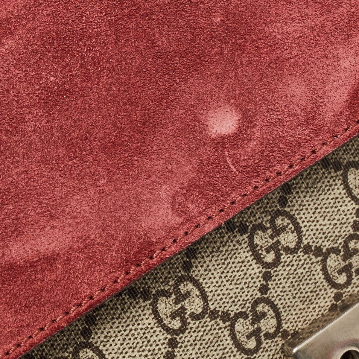 GUCCI Burgundy/Beige GG Supreme Canvas and Suede Mini Blooms Dionysus Shoulder Bag