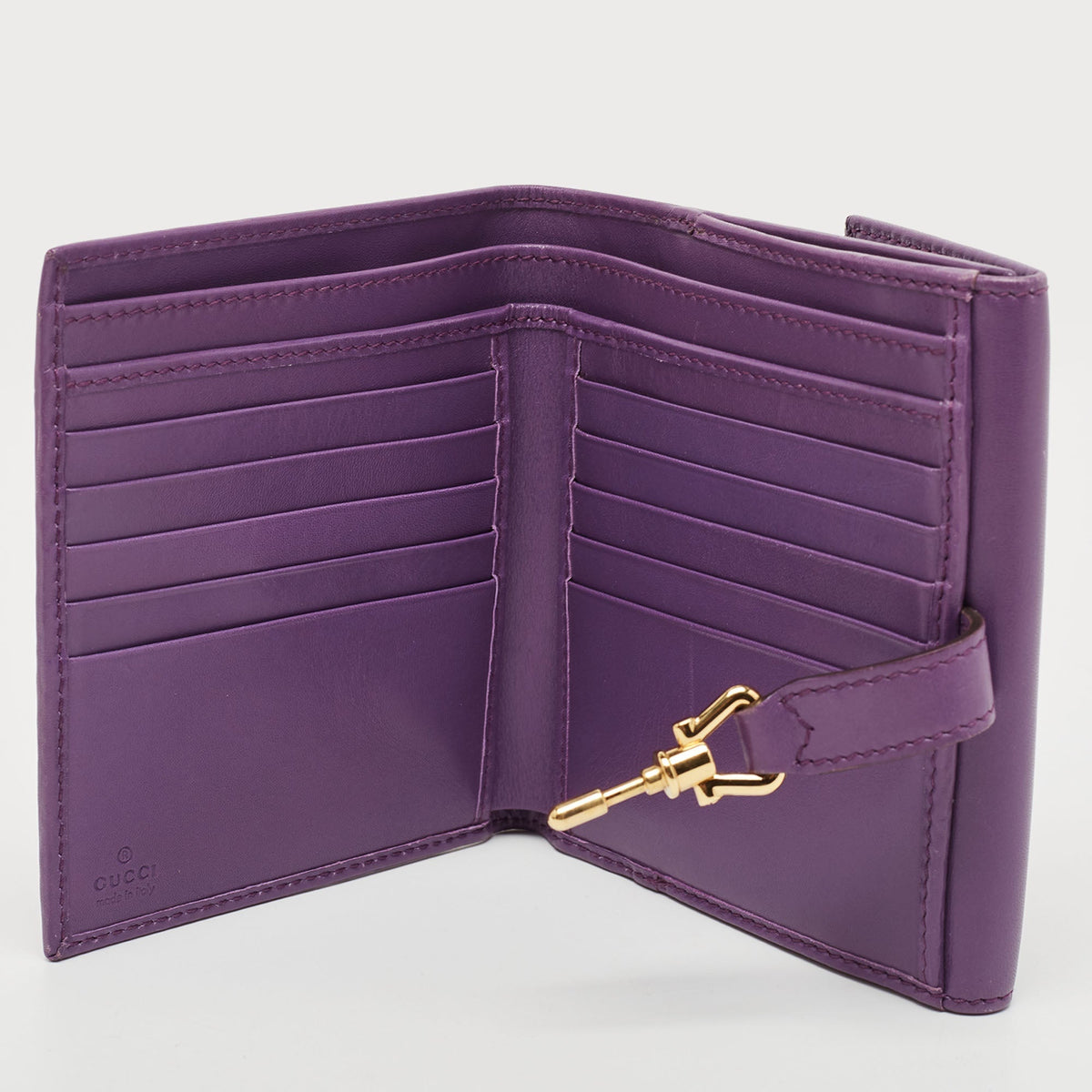 GUCCI Purple Leather Jackie 1961 French Wallet