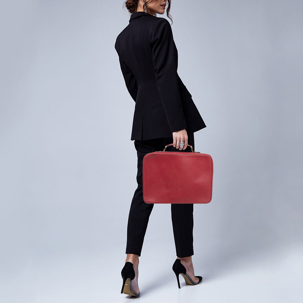 GUCCI Red Leather Briefcase Bag