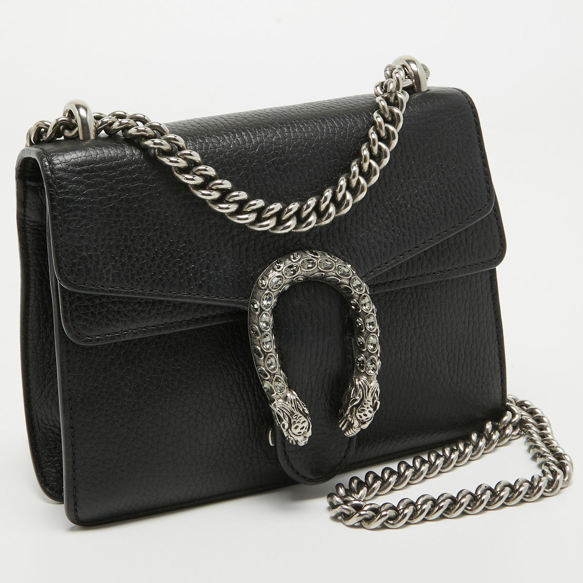 GUCCI Black Leather Mini Dionysus Shoulder Bag