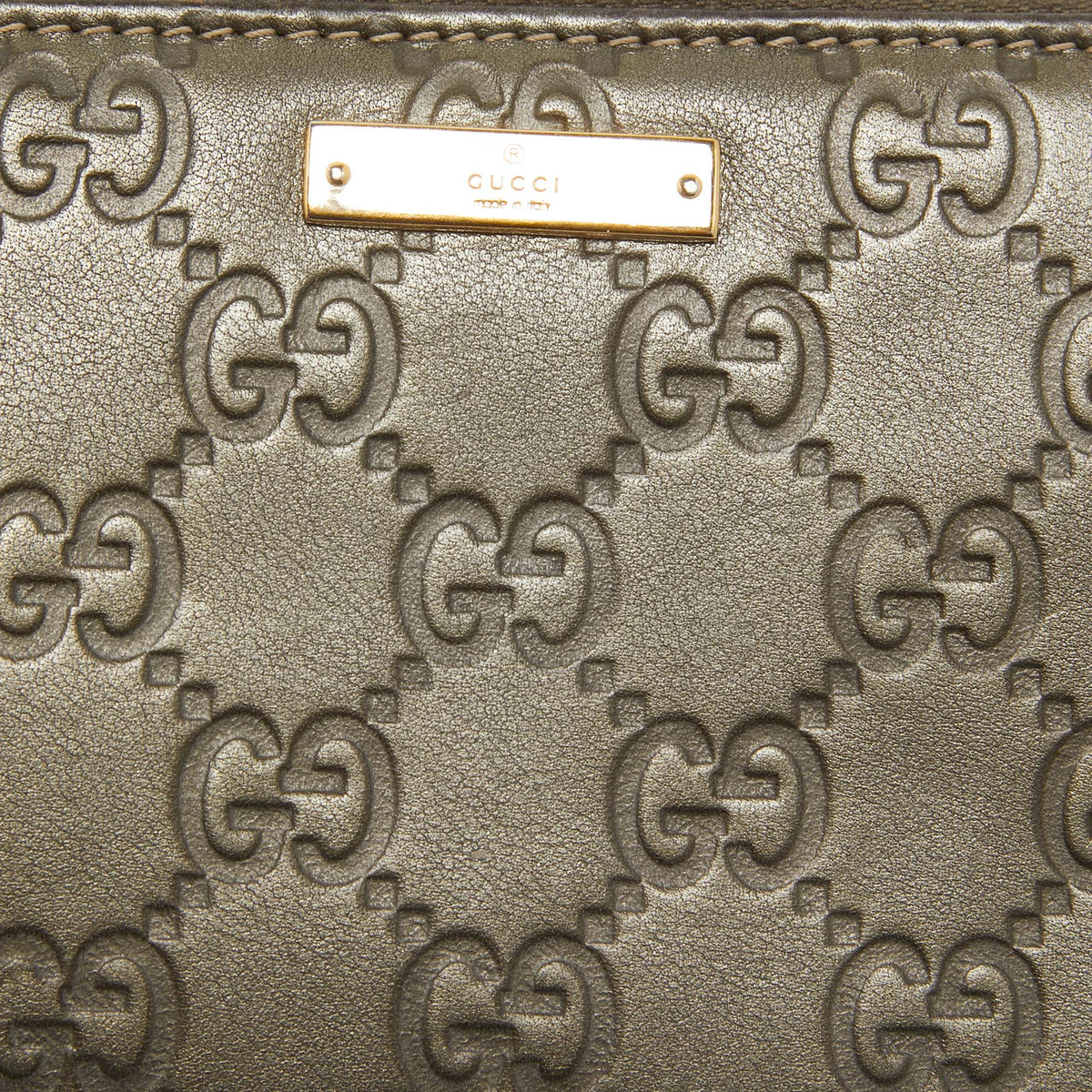 GUCCI Olive Green ssima Leather Zip Around Continental Wallet