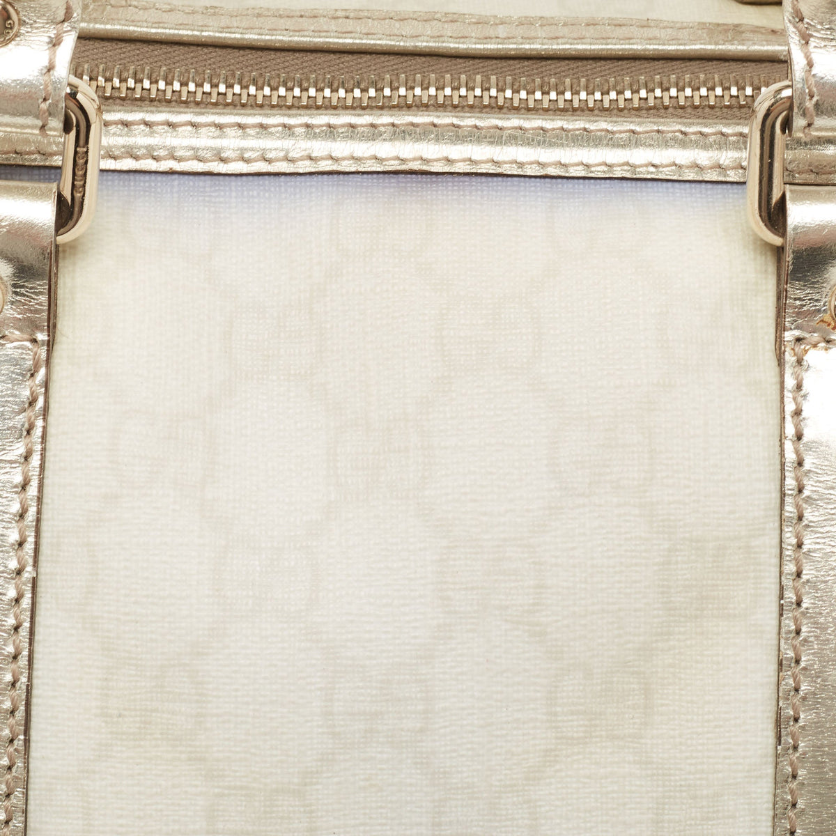GUCCI Off White/Gold GG Supreme Canvas and Glossy Leather Medium Joy Boston Bag