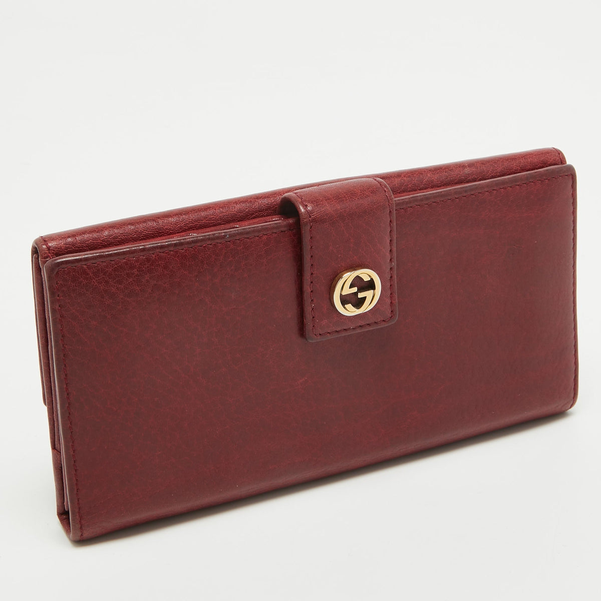 GUCCI Red Leather Interlocking G Continental Wallet