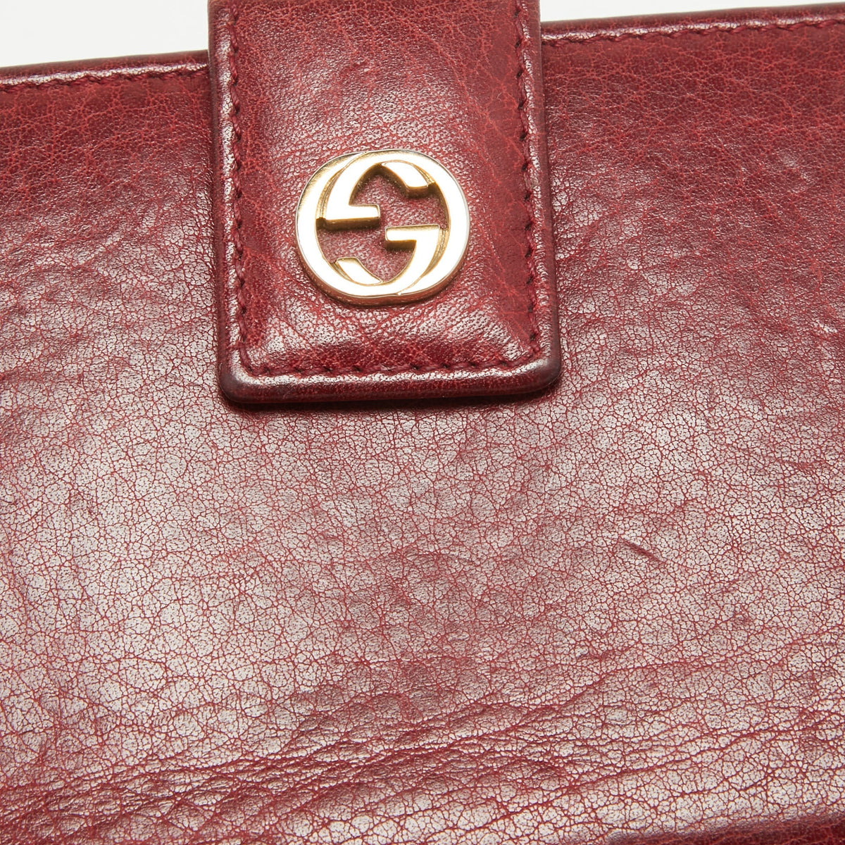 GUCCI Red Leather Interlocking G Continental Wallet