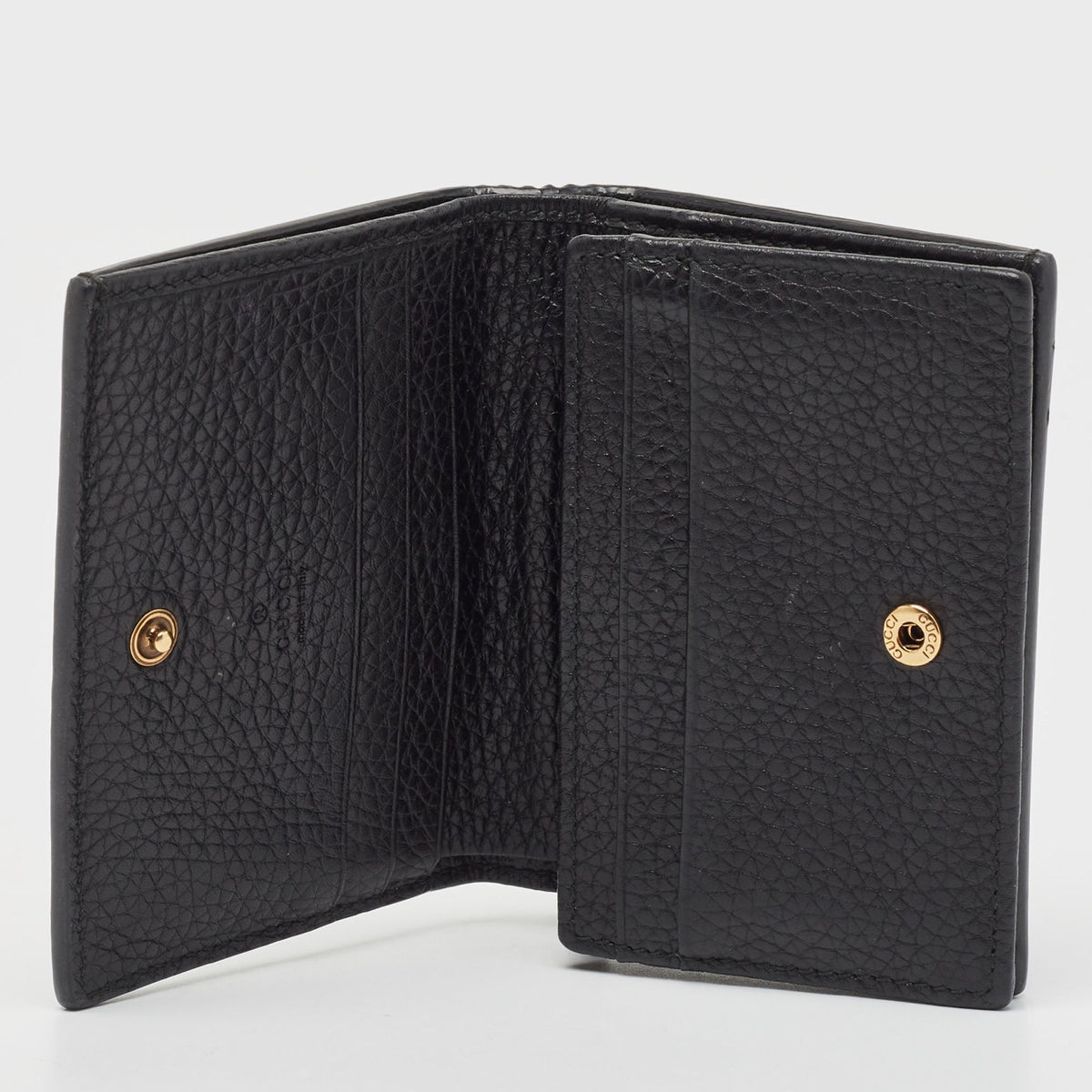 GUCCI Black Leather Bee Blind for Love Card Case