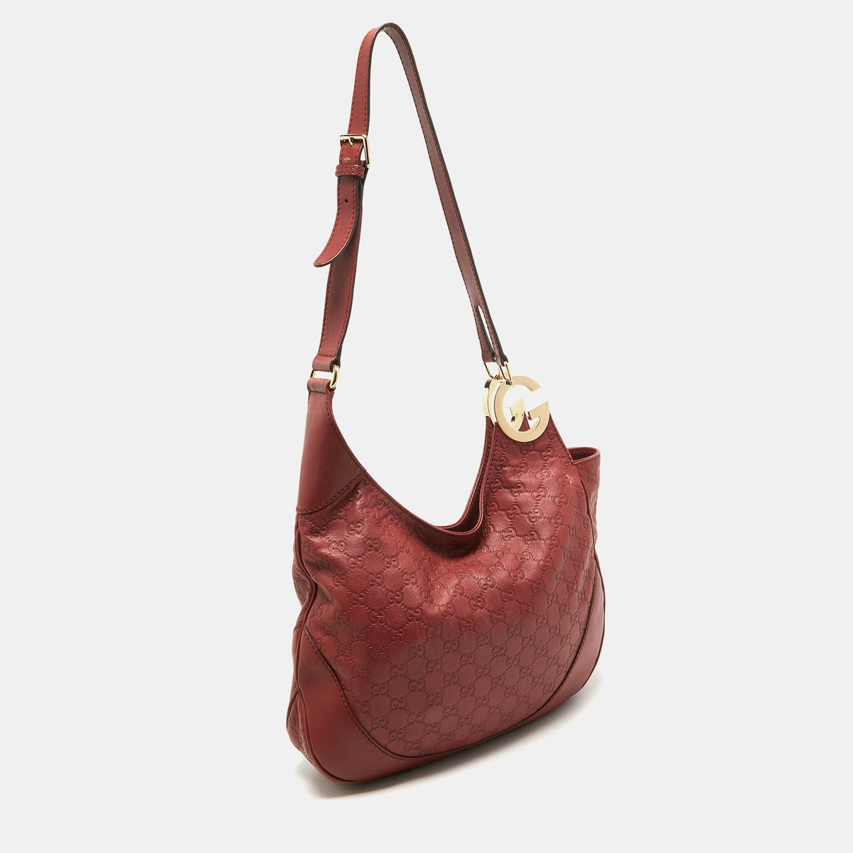 GUCCI Red ssima Leather Charlotte Hobo