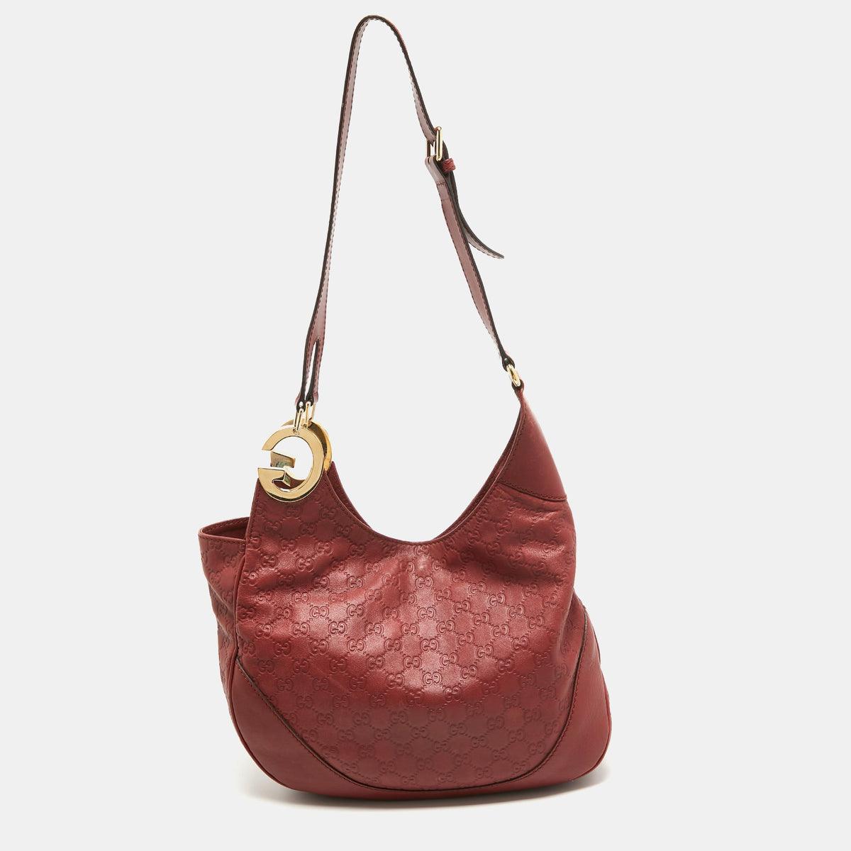 GUCCI Red ssima Leather Charlotte Hobo