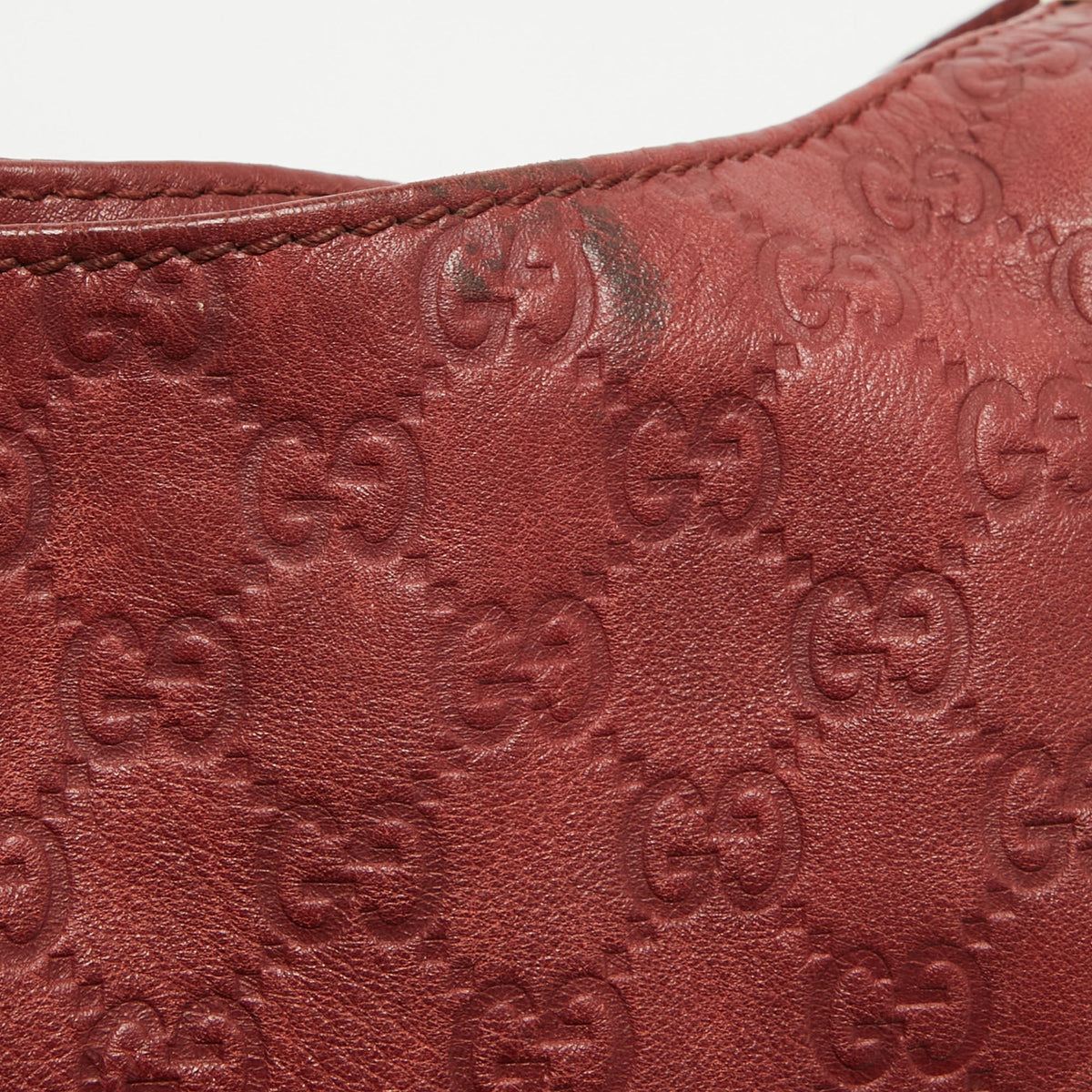 GUCCI Red ssima Leather Charlotte Hobo