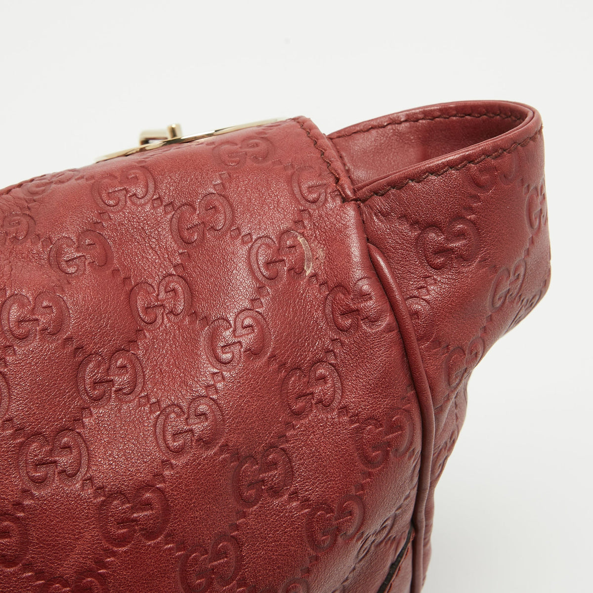 GUCCI Red ssima Leather Charlotte Hobo