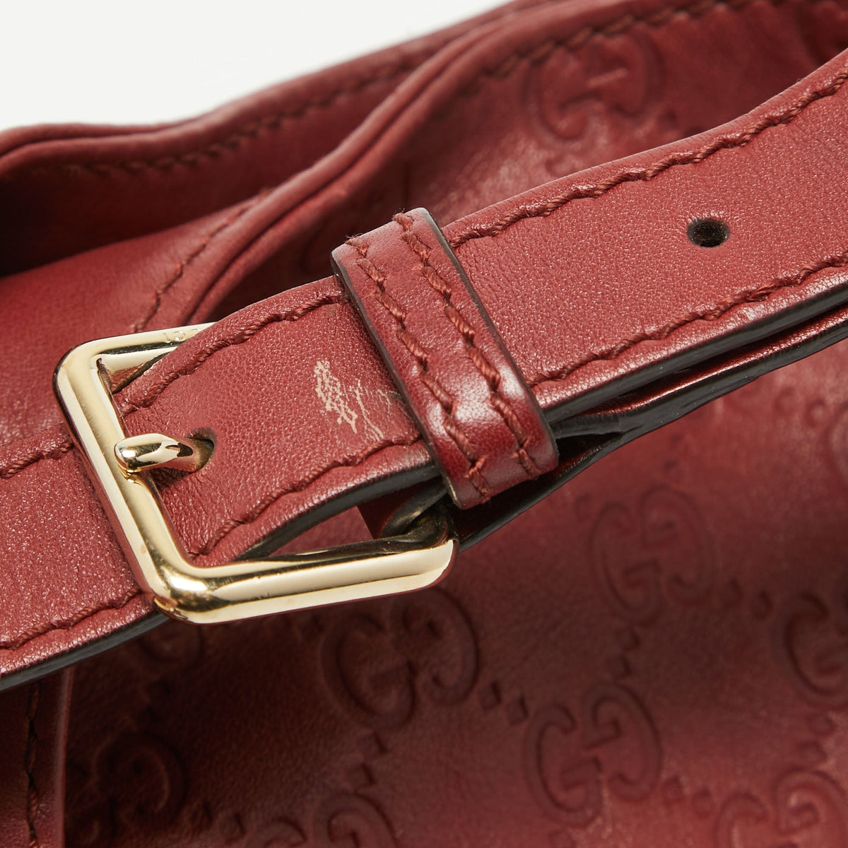 GUCCI Red ssima Leather Charlotte Hobo