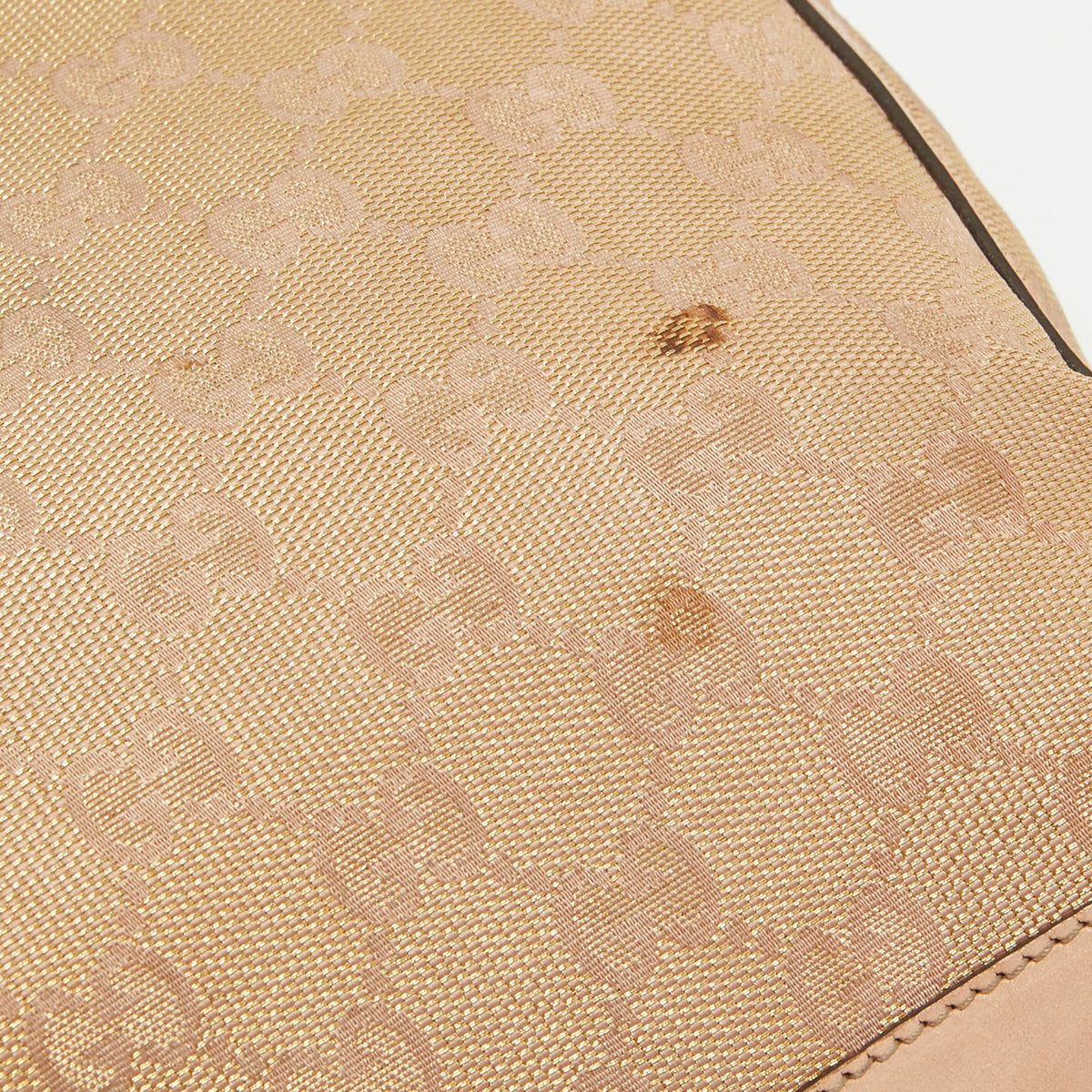 GUCCI Dusty Pink/Gold GG Lurex Fabric and Leather Tote