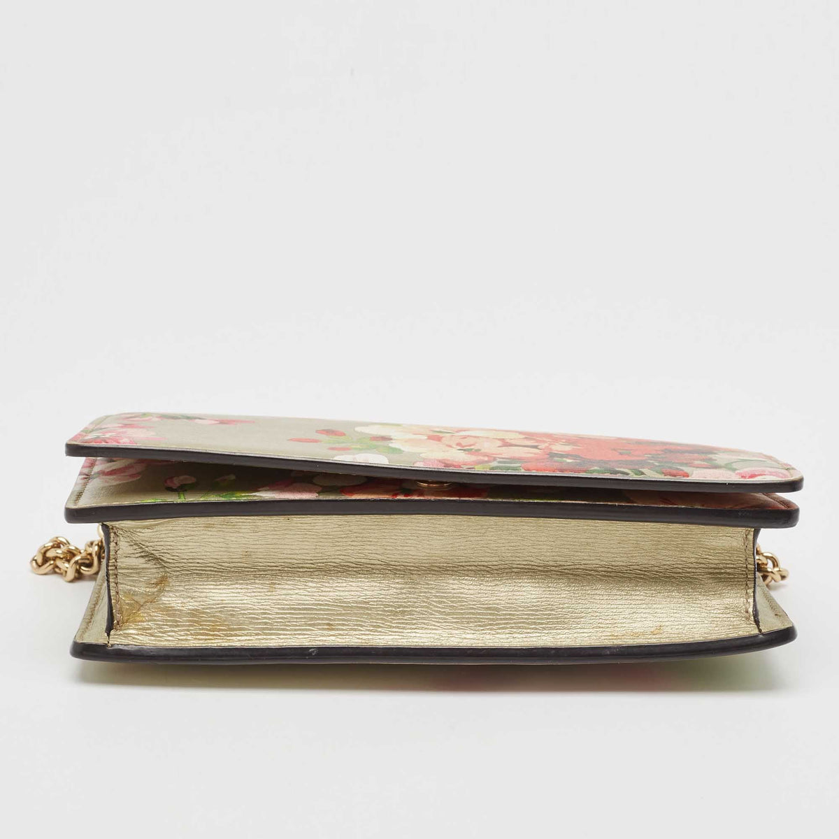 GUCCI Multicolor GG Blooms Leather Flap Wallet on Chain