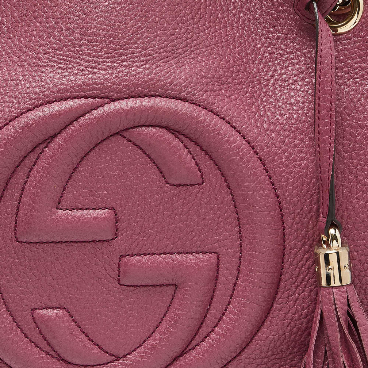 GUCCI Pink Pebbled Leather Medium Soho Chain Tote