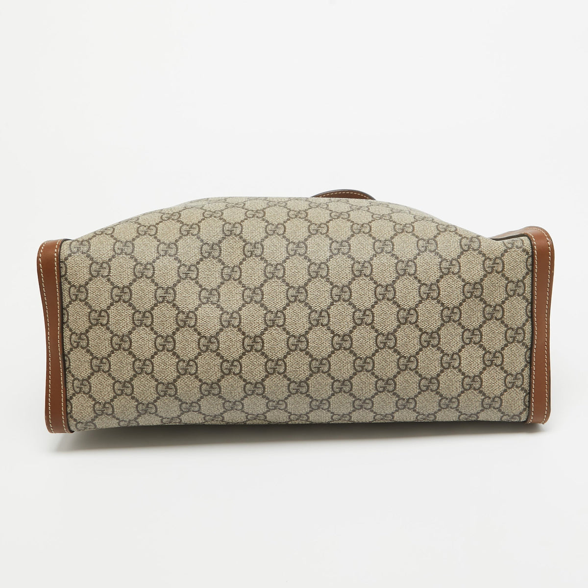 GUCCI Beige/Brown GG Supreme Canvas and Leather Medium Padlock Tote