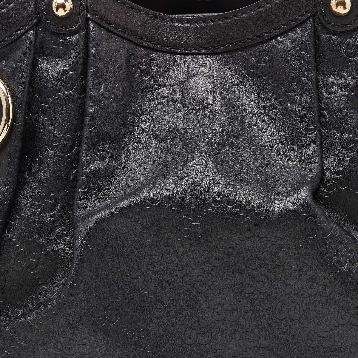 GUCCI Black ssima Leather Medium Sukey Tote