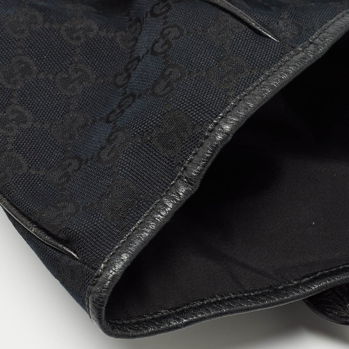 GUCCI Black GG Canvas and Leather Large Princy Tote