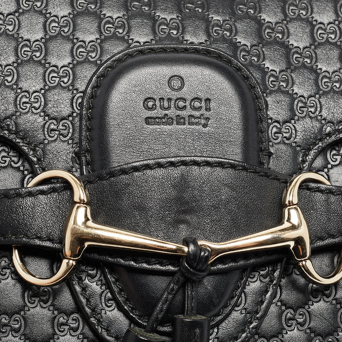 GUCCI Black Leather Medium Emily Shoulder Bag
