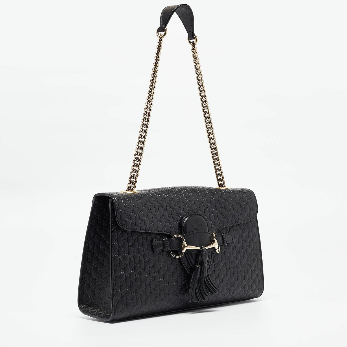 GUCCI Black Leather Medium Emily Shoulder Bag
