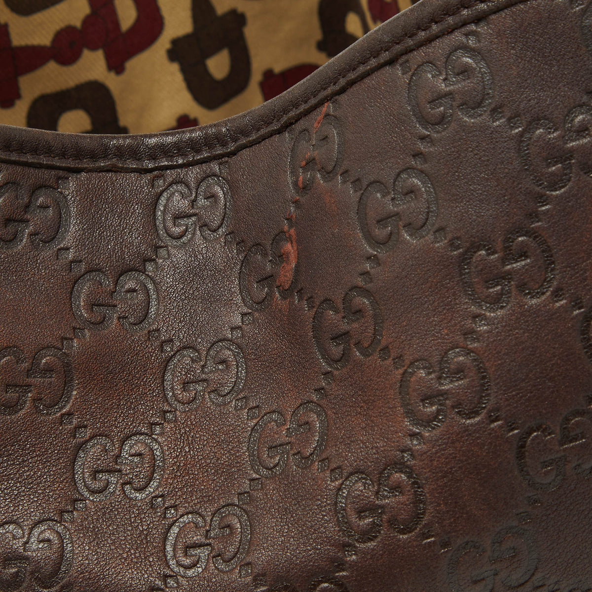GUCCI Brown ssima Leather Medium Abbey Hobo