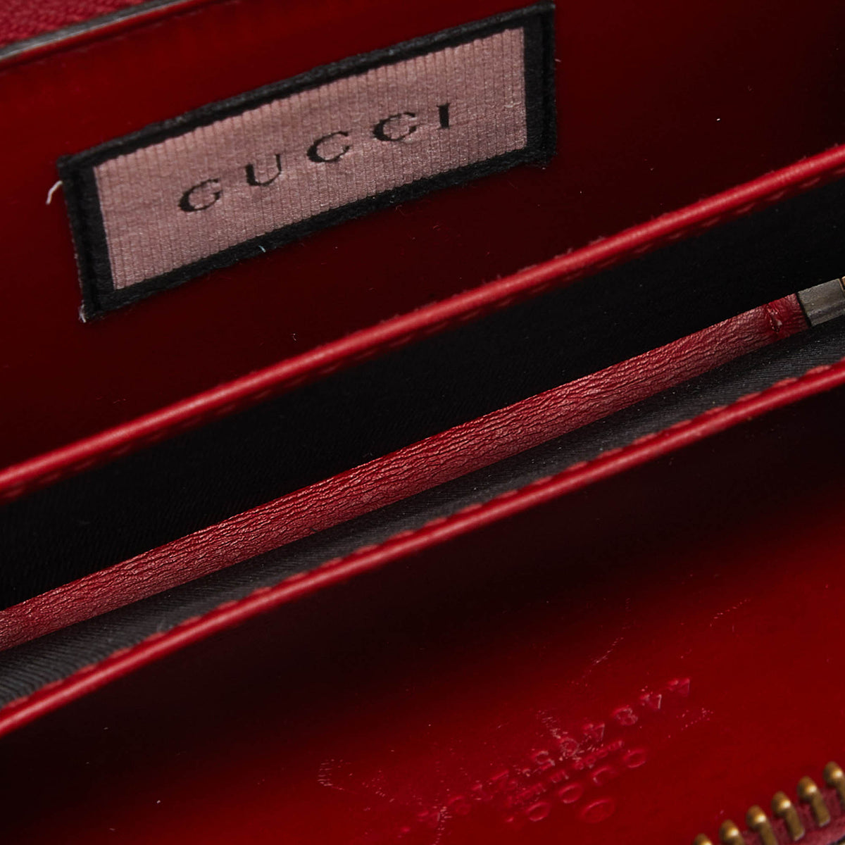 GUCCI Red Ghost Skul Leather Zip Around Wallet