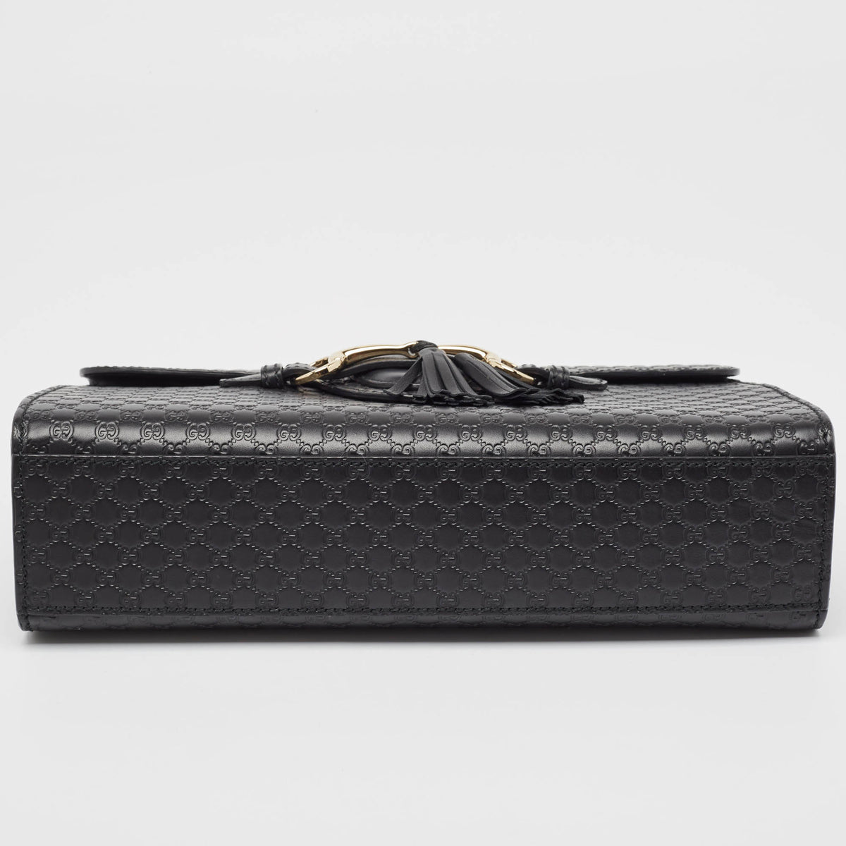 GUCCI Black Microssima Leather Medium Emily Shoulder Bag
