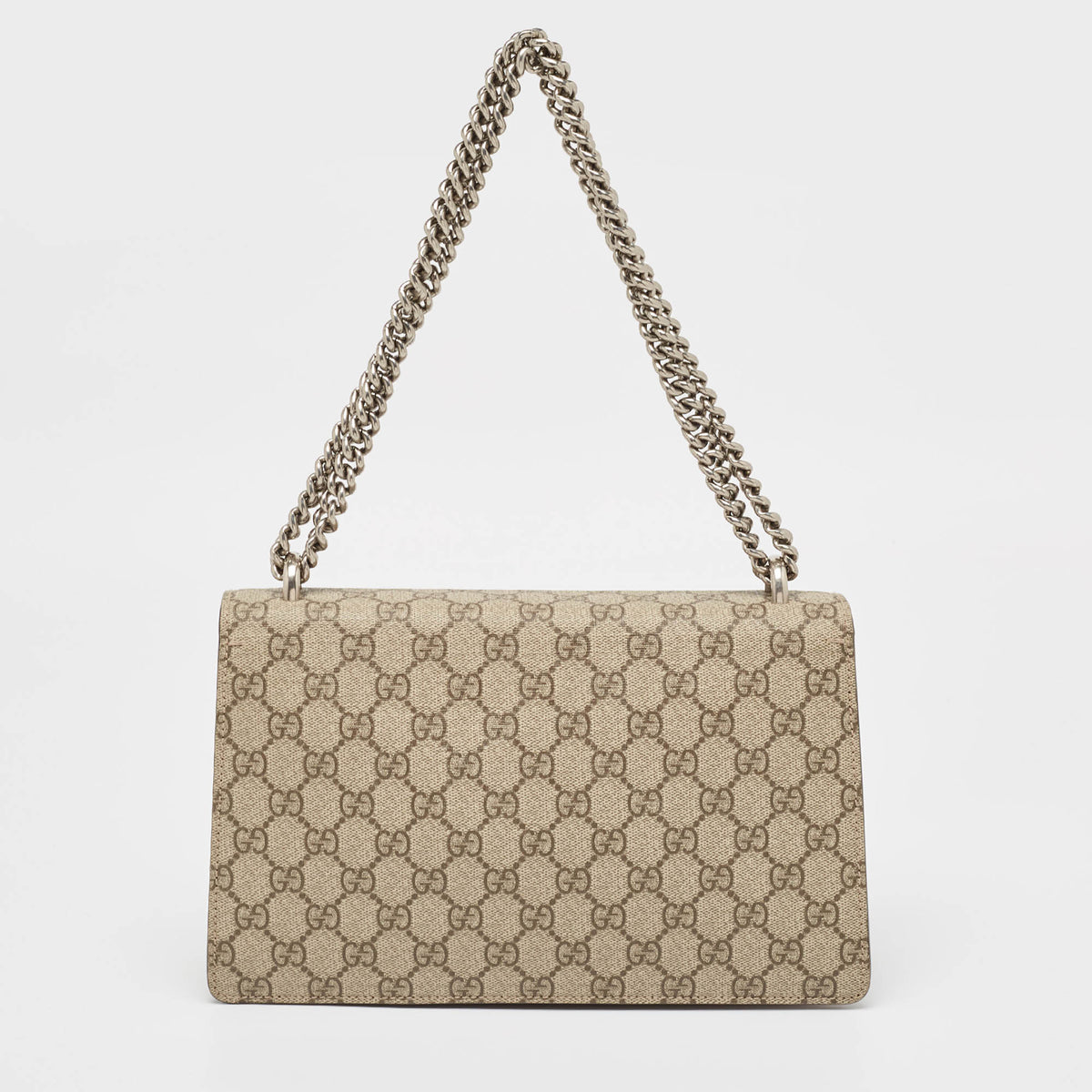 GUCCI Beige GG Supreme Canvas and Suede Small Dionysus Shoulder Bag