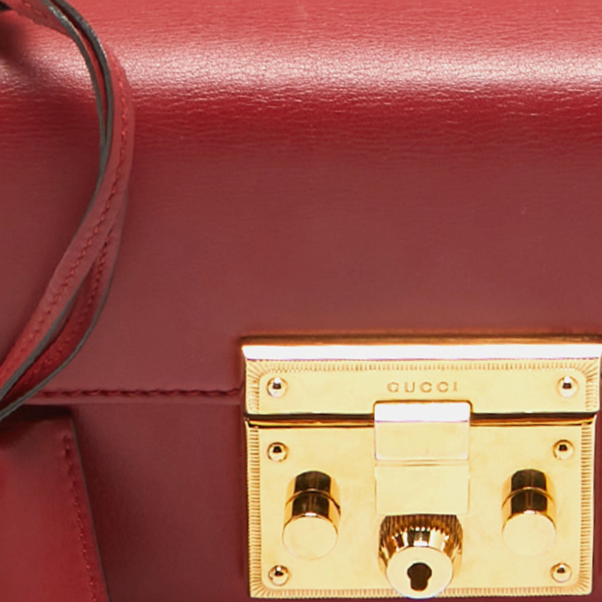 GUCCI Red Leather Small Padlock Shoulder Bag