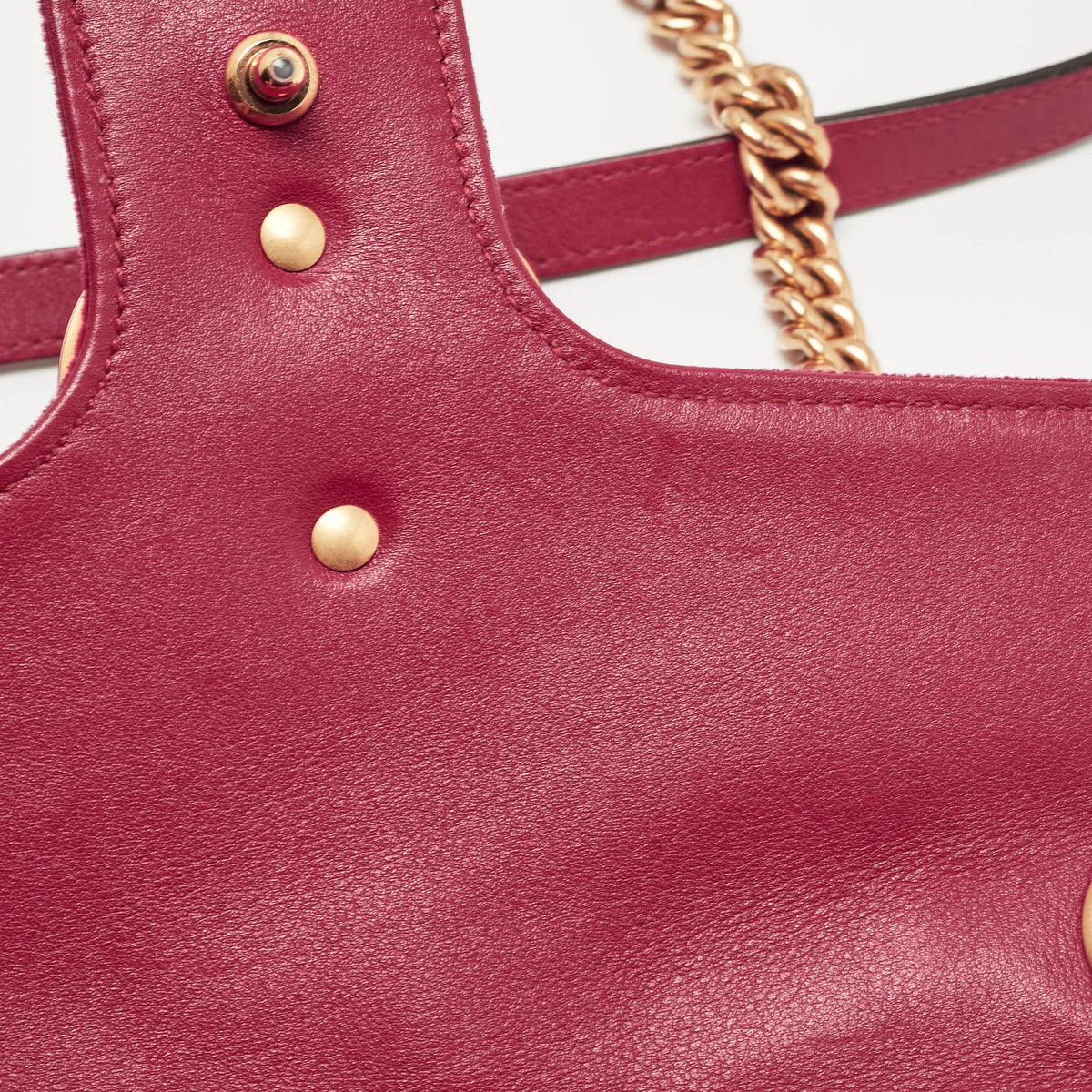 GUCCI Red Matelasse Velvet Small GG Marmont Shoulder Bag
