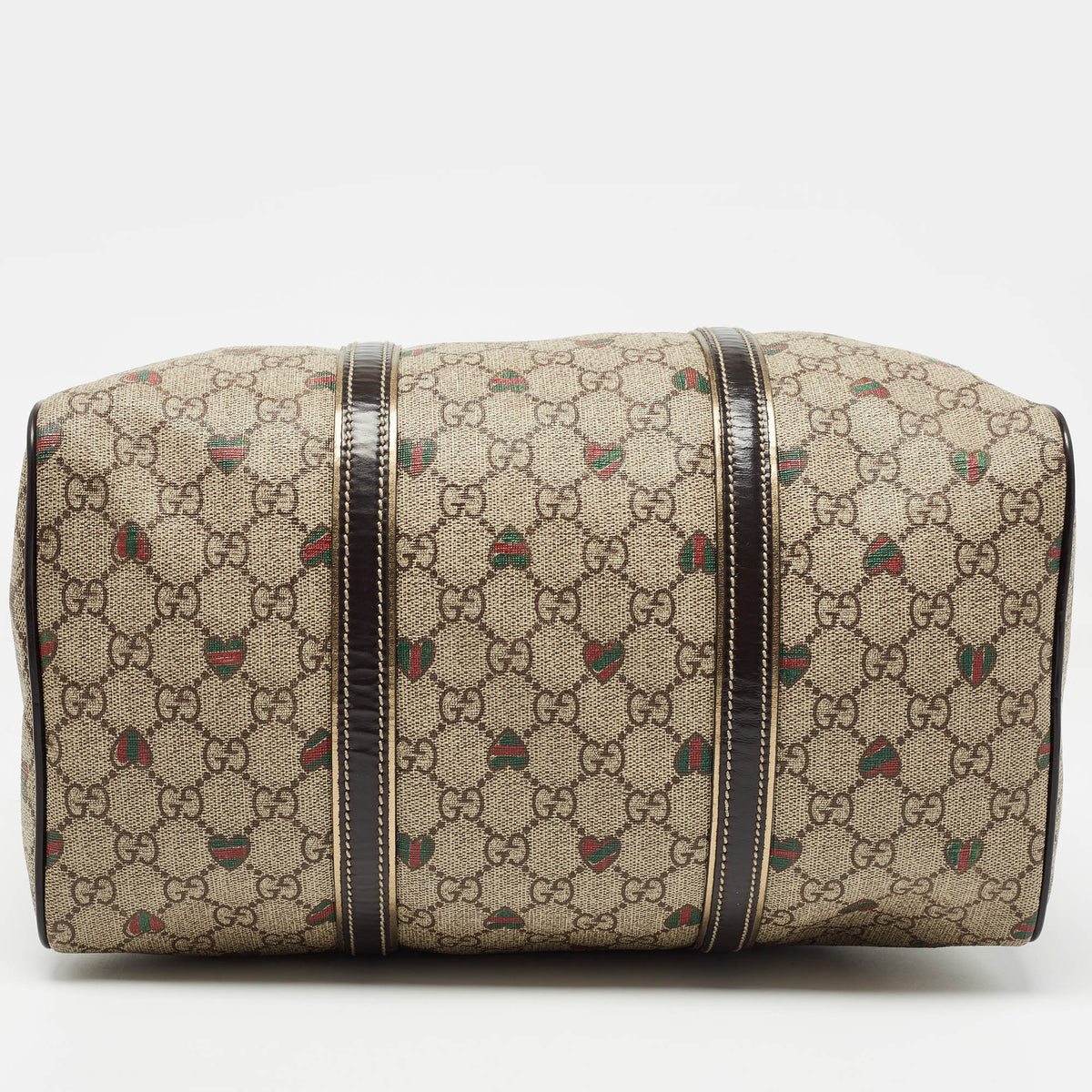 GUCCI Brown/Beige GG Supreme Canvas and Leather Medium Heart Joy Boston Bag