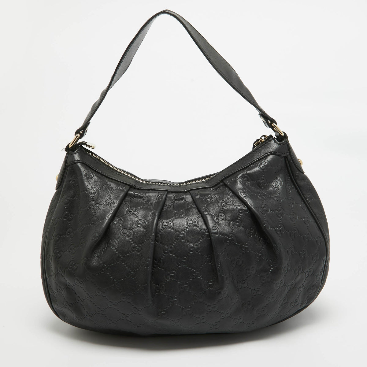 GUCCI Black ssima Leather Medium Sukey Tote