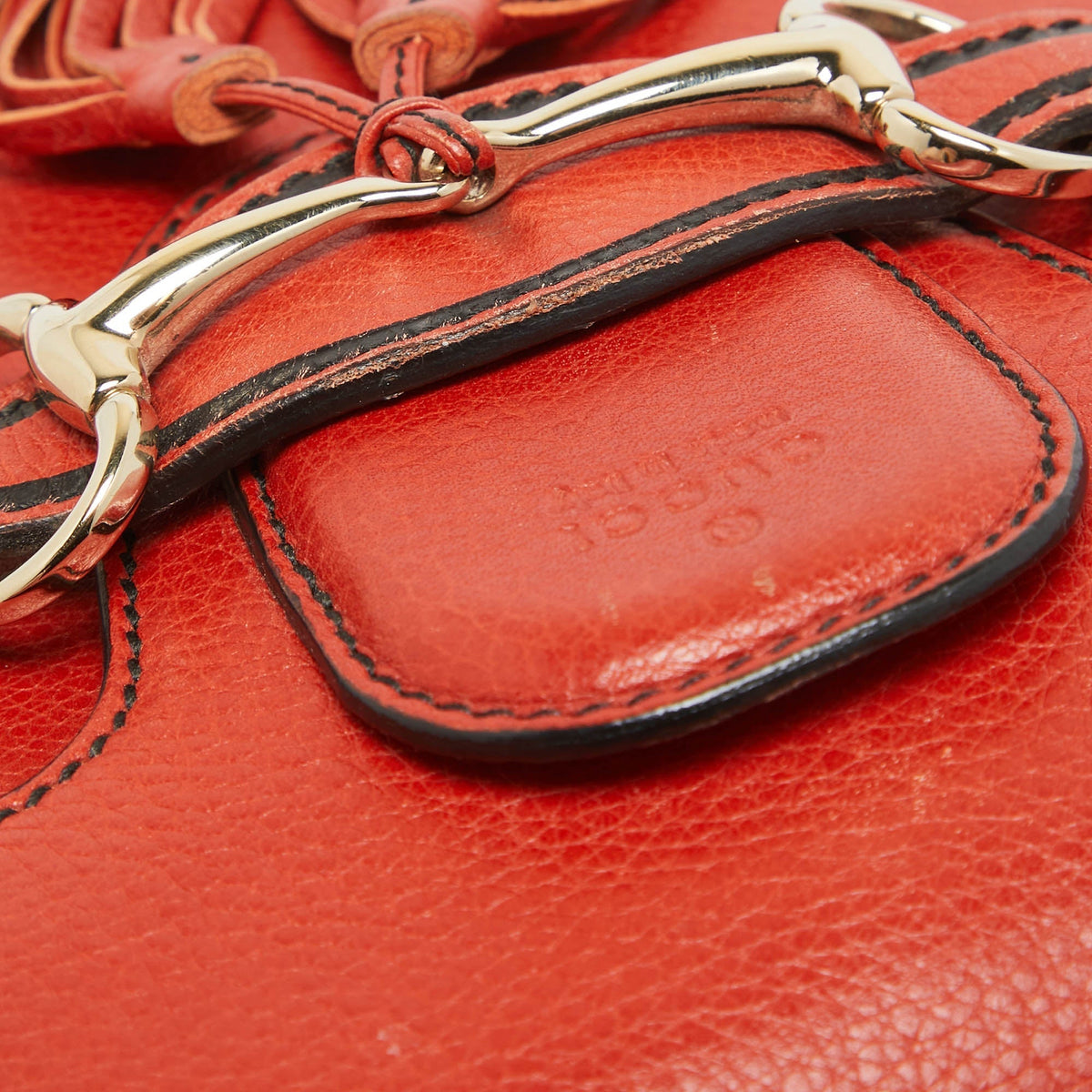 GUCCI Coral Red Leather Medium Emily Shoulder Bag